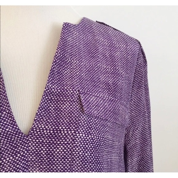 Joie Sz S Purple 100% Silk Blouse Utility Top Military Rare - Picture 5 of 7